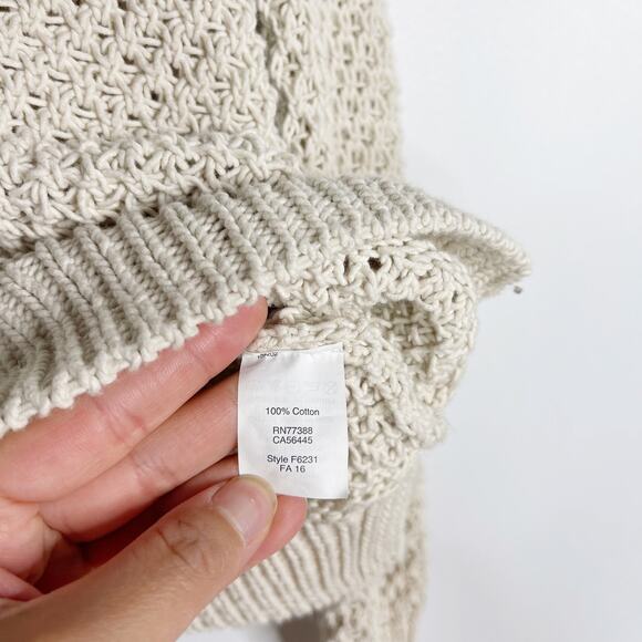 Madewell XSmall Cream French Quarter Pullover Sweater Open Knit Cotton Crew Neck - Picture 8 of 10